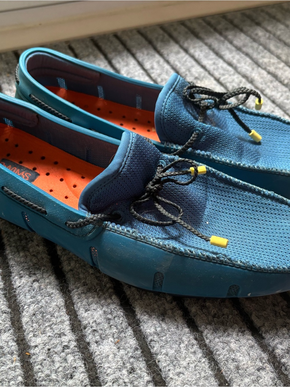 Swims Teal and Orange Mesh Slip-On Boat Shoes
